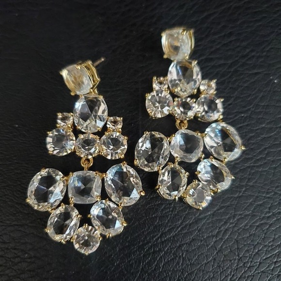 Kate Spade New York Gold Fill Crystal Chandelier Earrings Clear New with Tags - Picture 4 of 6